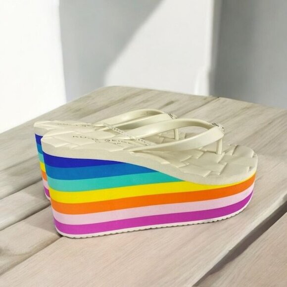 Kurt Geiger London Kensington Wedge Flipflop Rainbow Size 8.5 - Picture 4 of 13